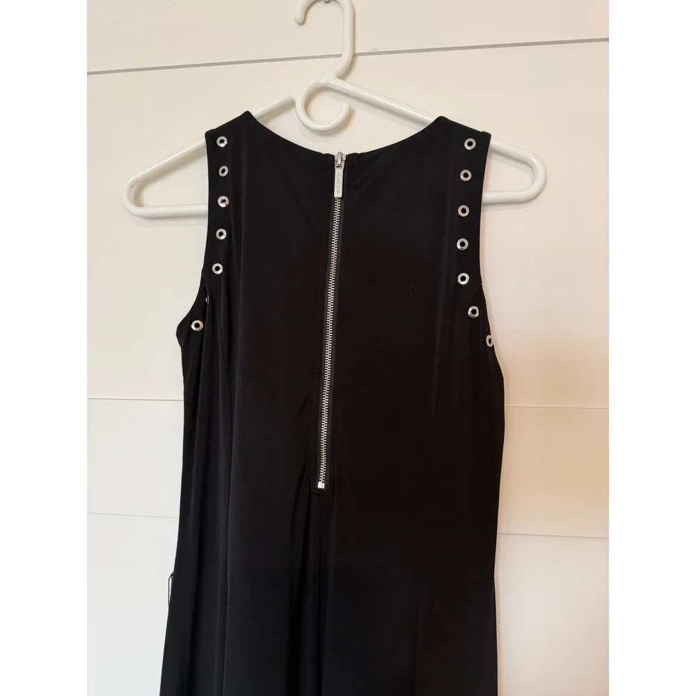 Michael Kors Black Jersey Grommet Maxi Dress Stretch Slim Fit Edgy Sleeveless S